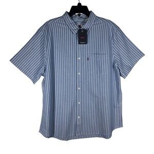 Levi's Men's Blue White Stripe Short Sleeve Standard‎ Fit Button Up Shirt XL NEW